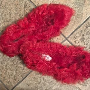 Jeffrey Campbell Red Furry Flats